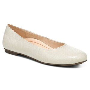 Vionic Julietta Ballet Flats Snake Embossed Cream 8 NEW